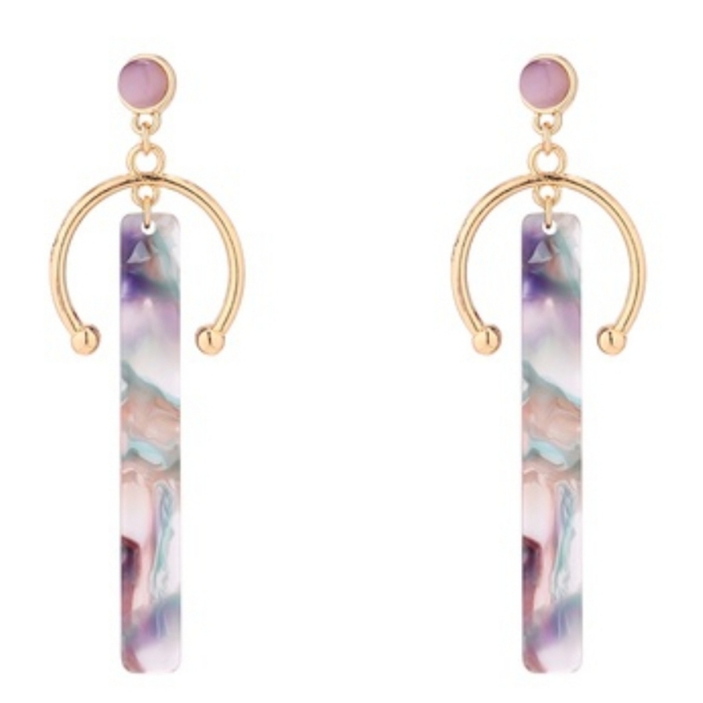 Acrylic Dangle Earring - Purple Multi